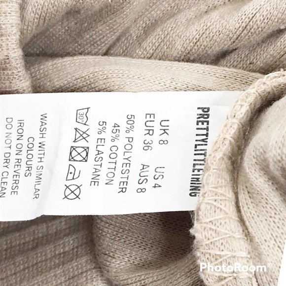 Prettylittlething tan ribbed aline style skirt size 4 - Picture 3 of 7